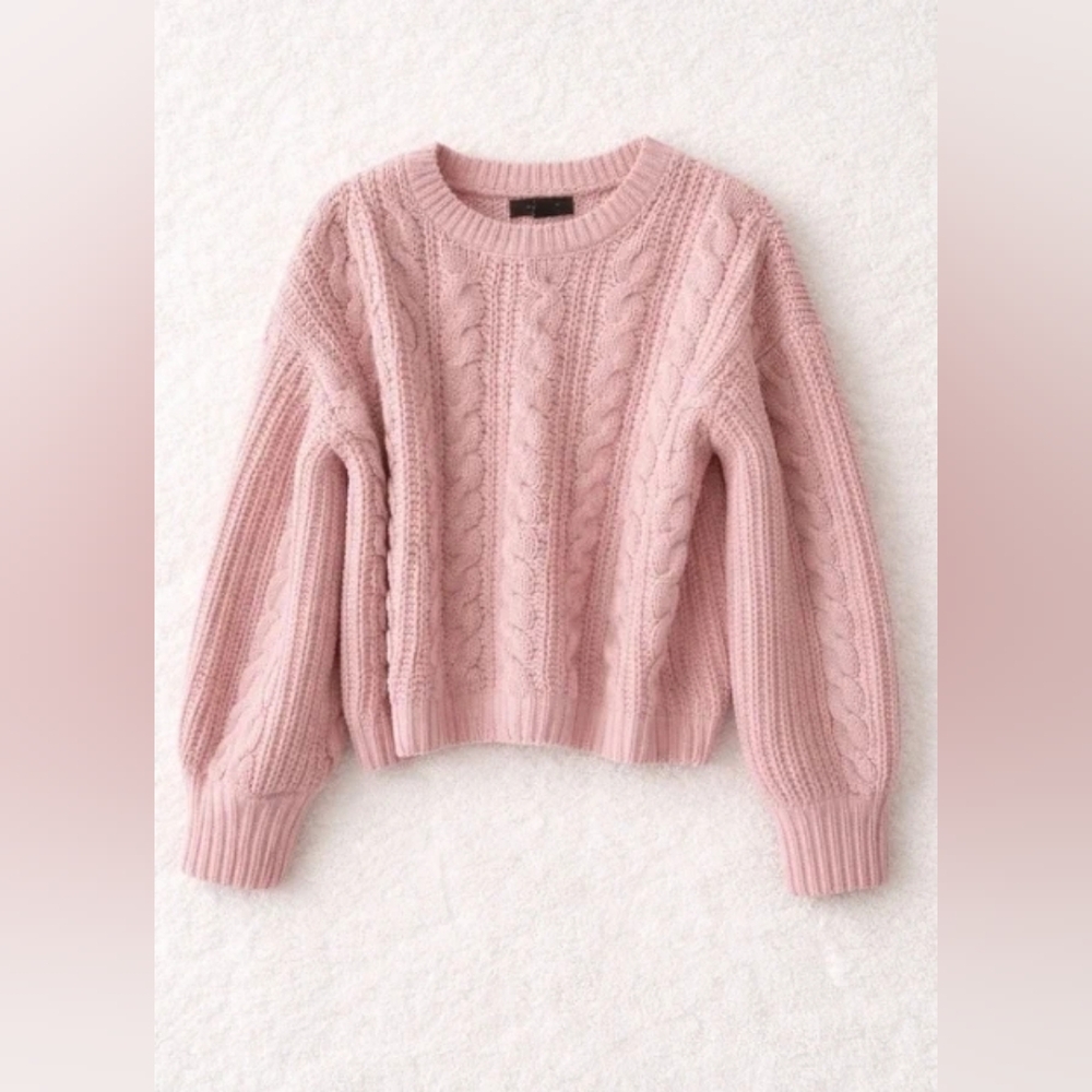 Primark Pink Cable-Knit Crewneck Sweater
